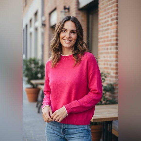 BELLDINI Pink Pearl Embellished sweater NWOT SZ  XL - Picture 1 of 10